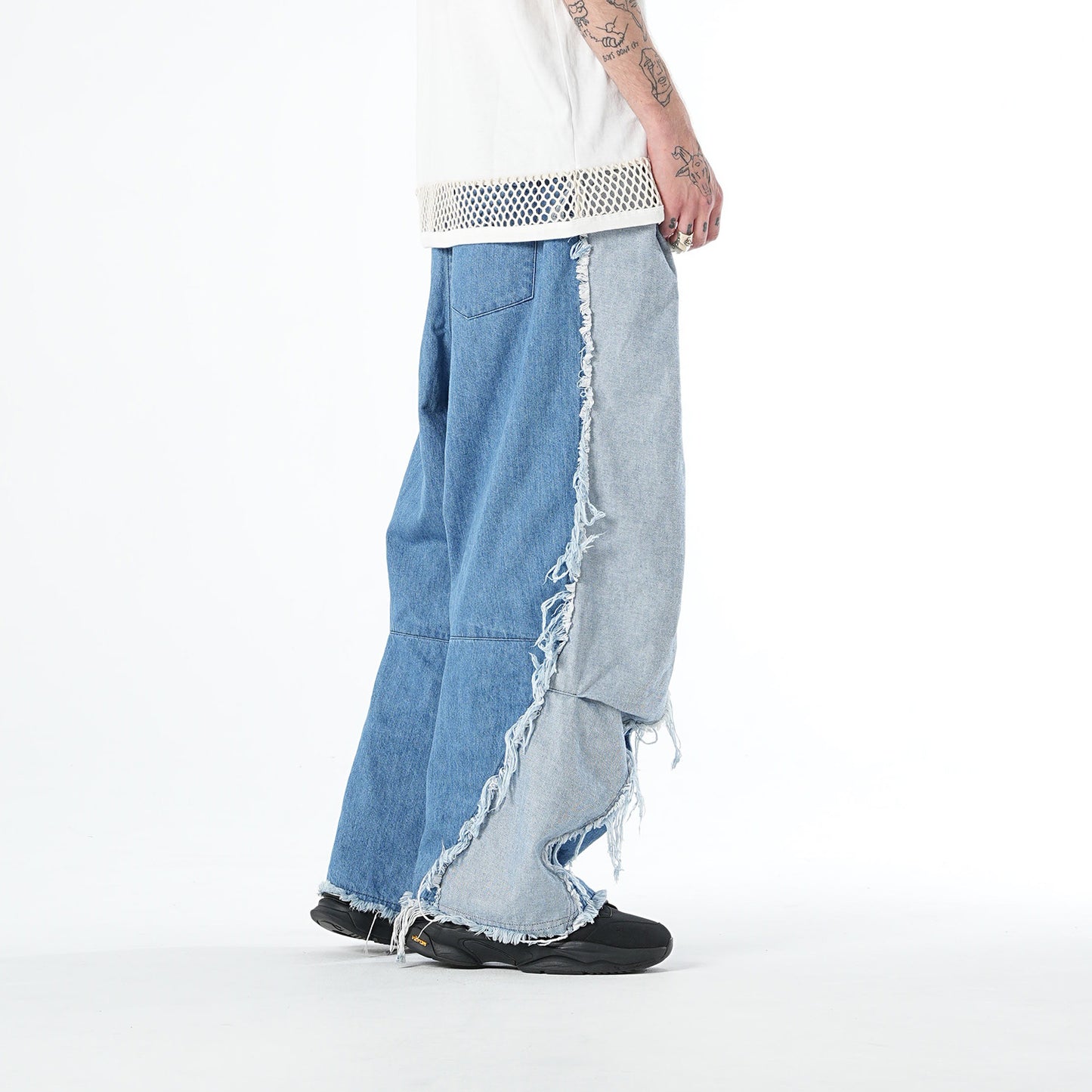 MUZE TURQUOISE LABEL - SWITCHING INDIGO DENIM CARVE PANTS(INDIGO) ミューズ 切り替え デニム パンツ インディゴ