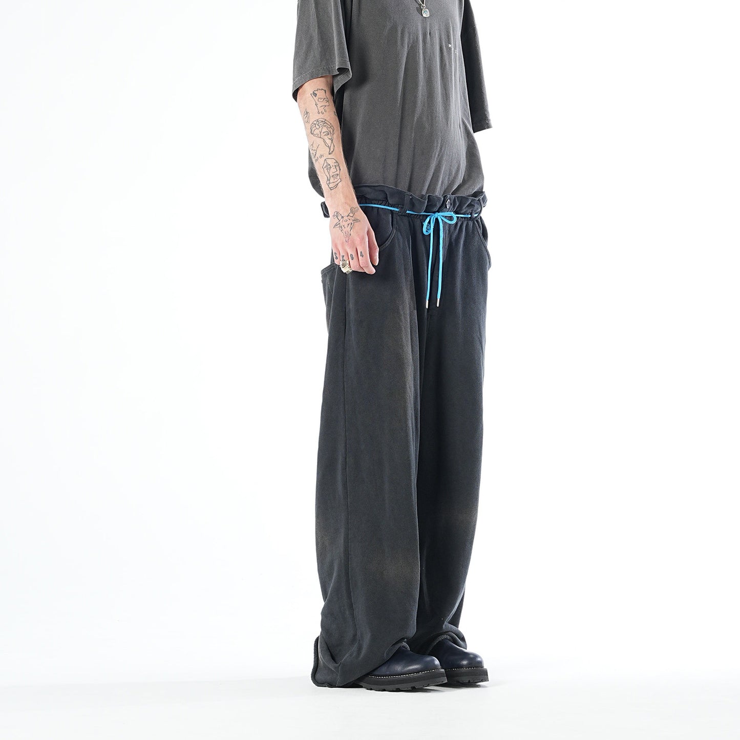 MUZE TURQUOISE LABEL - ×SYUMAN. RAVIOLI TROUSERS TYPE SWEAT(BLACK)ミューズ シュウ トラウザー スウェット ブラック