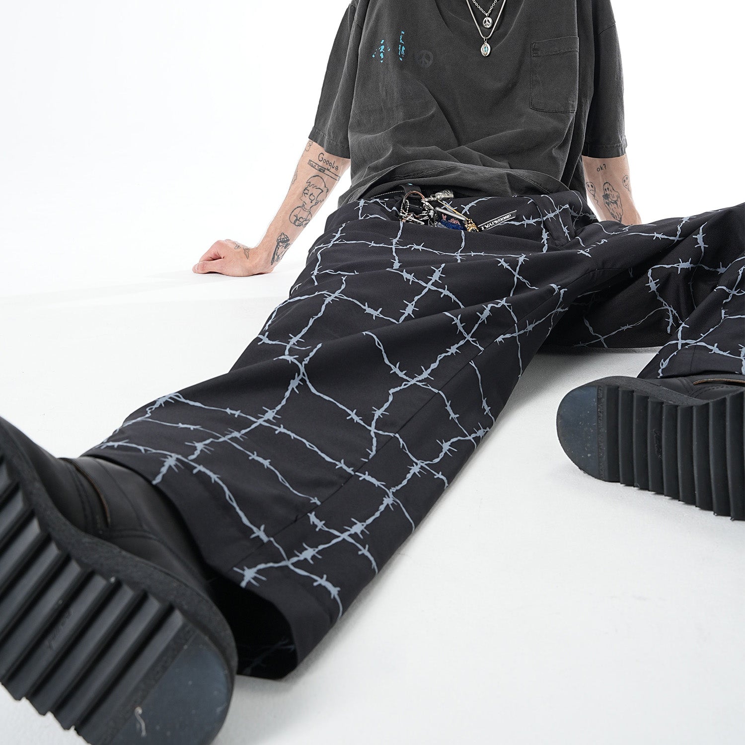 MUZE TURQUOISE LABEL - ×el conductorH WIRE CHECK WIDE TROUSERS(TOUGH B –  MUZE TOKYO