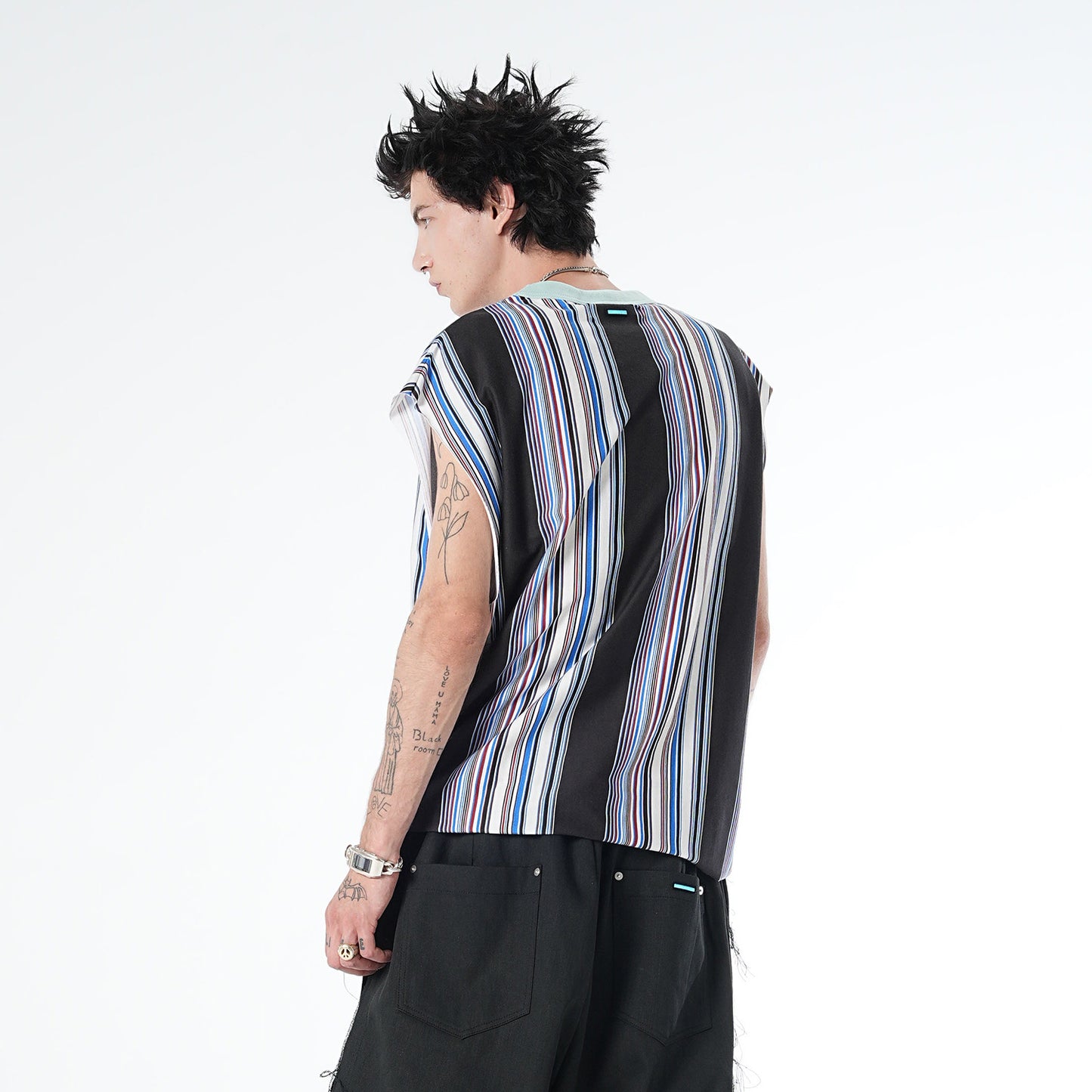 MUZE TURQUOISE LABEL - MULTI STRIPE SLEEVELESS C/T(EMERALD×BROWN) ミューズ ストライプ ノースリーブ エメラルド ブラウン