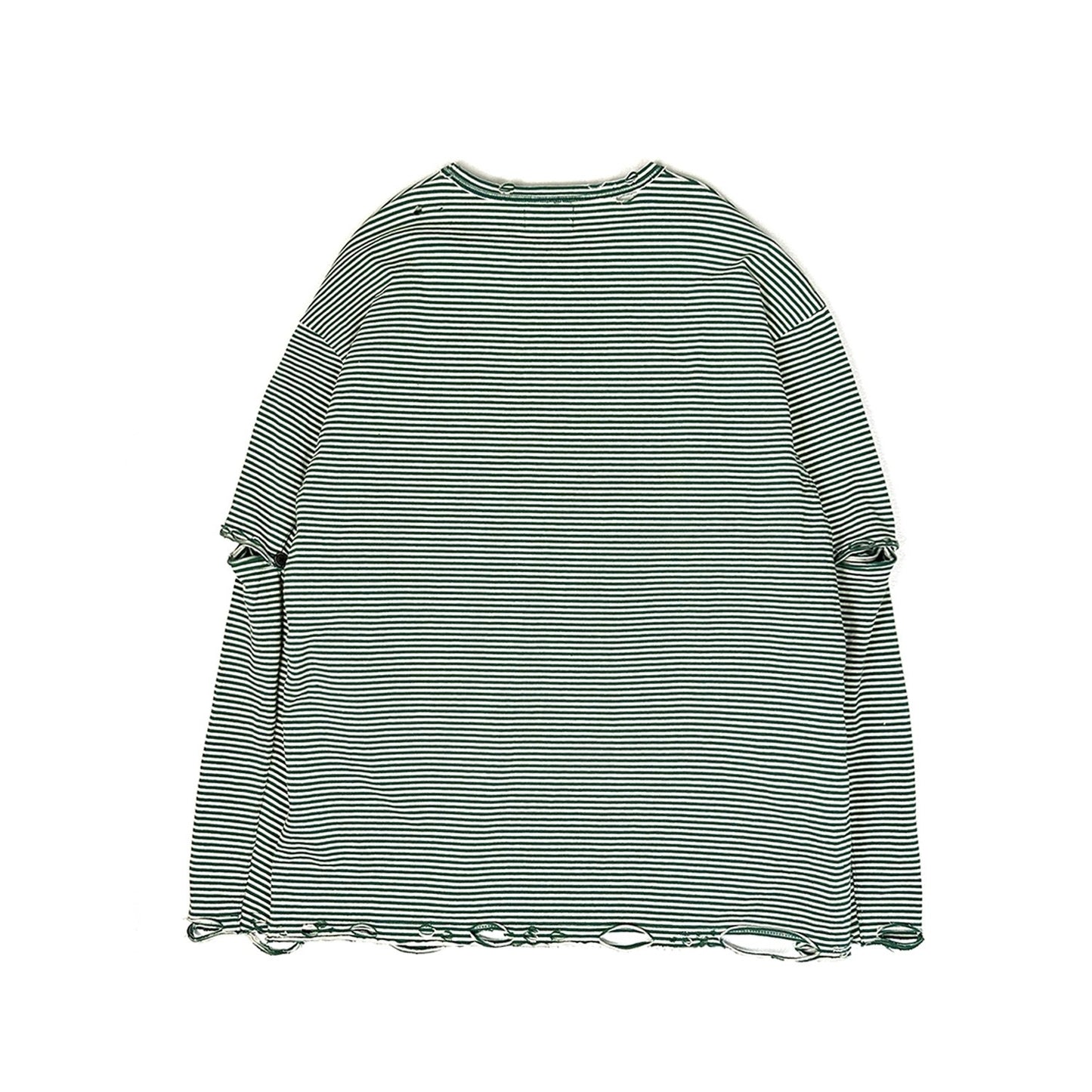 FACCIES 【US COTTON BORDER LS (DAMAGE)(GREEN BD)】ファッチーズ コットン ボーダー ロングスリーブ Tシャツ グリーン