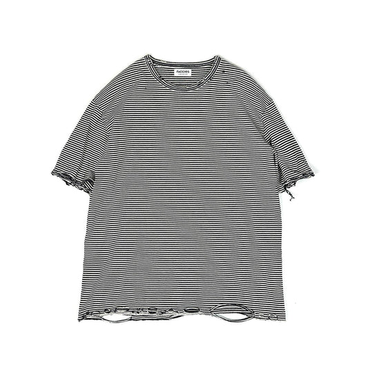 FACCIES 【US COTTON BORDER LS (DAMAGE)(BL.NAVY BD)】ファッチーズ コットン ボーダー ロングスリーブ Tシャツ ブラックネイビー