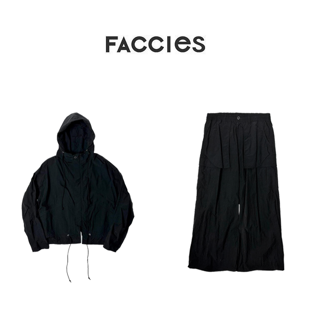 FACCIES - NYLON 2WAY PANTS(BLACK) ファッチーズ ナイロン パンツ ブラック