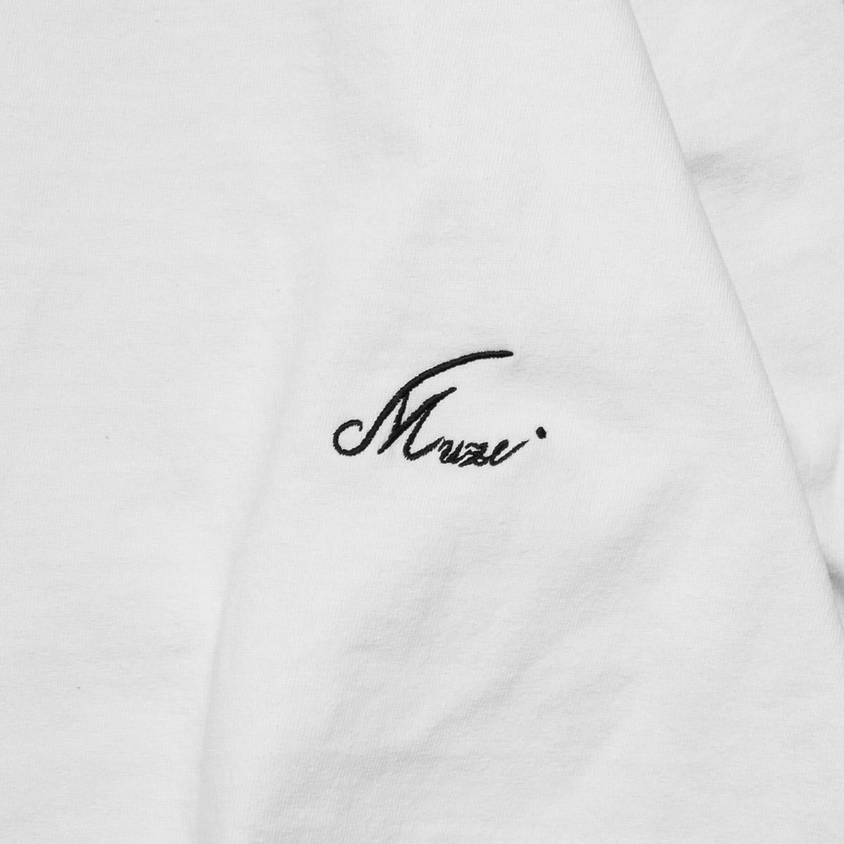 MUZE BLACK LABEL - MUZE PEACE EMBROIDERY LONG T-SHIRT(WHITE)ミューズ 2023年秋冬 ピース 刺繍  ロングTシャツ ホワイト