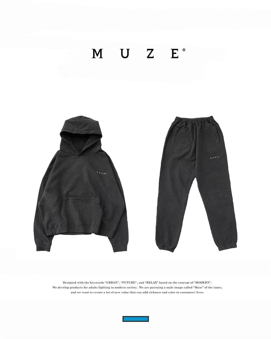 MUZE TURQUOISE LABEL - MUZE®︎ EMBROIDERY PIGMENT DYE SWEAT PANTS(PIGMENT BLACK)ミューズ 刺繍 スウェット パンツ ピグメント ブラック