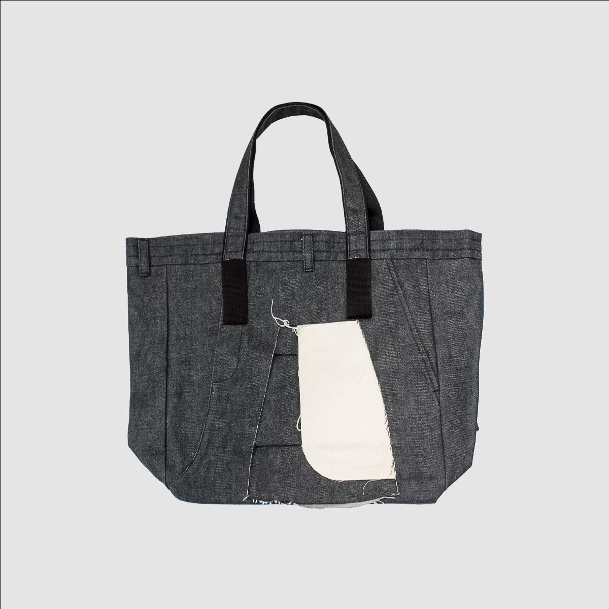 MUZE TURQUOISE LABEL - 3D DENIM TOTE BAG(BLACK×WHITE) ミューズ 2023年春夏 3D デニム トート ブラック ホワイト