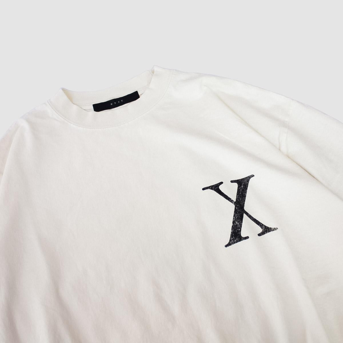 MUZE BLACK LABEL - GARMENT DYE DROP SHOULDER X T-SHIRT(NATURAL