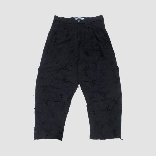 MUZE TURQUOISE LABEL ×MINUS - DOUBLE KNEE CUT JACQUARD CARGO PANTS(BLACK) ミューズ マイナス ダブルニー カーゴパンツ カットジャガード ブラック