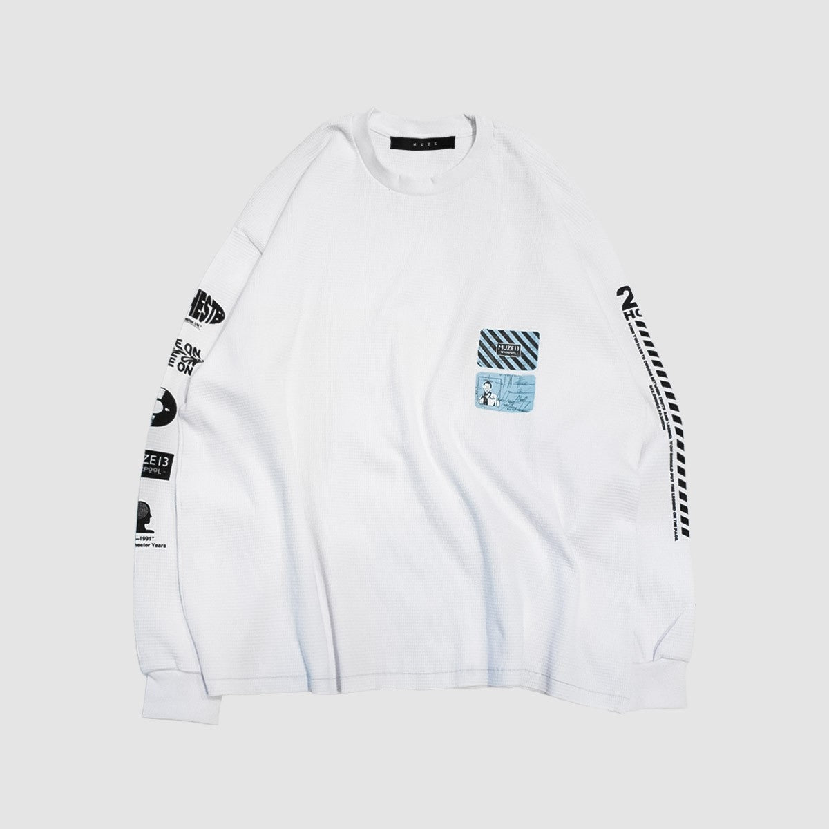 MUZE BLACK LABEL - 24HOUR PARTY PEOPLE THERMAL L/S TEE(WHITE)ミューズ サーマル ロング スリーブ Tシャツ ホワイト