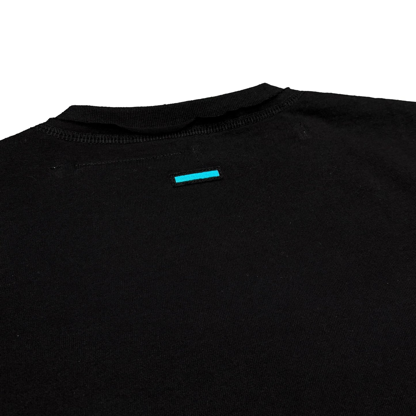 MUZE TURQUOISE LABEL × el conductorH -【Cord Embroidered T-shirt(BONES)(BK × TQ)】 ミューズ コンダクター コード 刺繍 Tシャツ ボーン ブラック ターコイズ