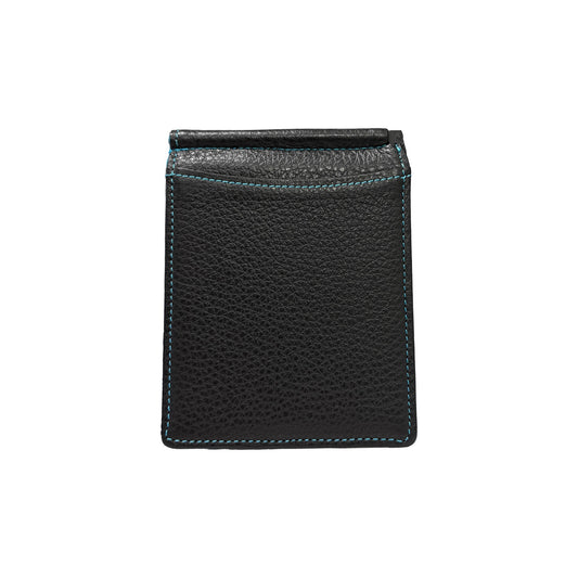 MUZE -【LEATHER MONEY CLIP WALLET(BLACK×TURQUOISE)】ミューズ レザー マネー クリップ 財布 ブラック ターコイズ