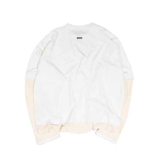 MUZE TURQUOISE LABEL -【MESH LAYERED L/S TEE (WHITE×WHITE)】ミューズ メッシュ レイヤード ロングスリーブ Tシャツ ブラック ホワイト