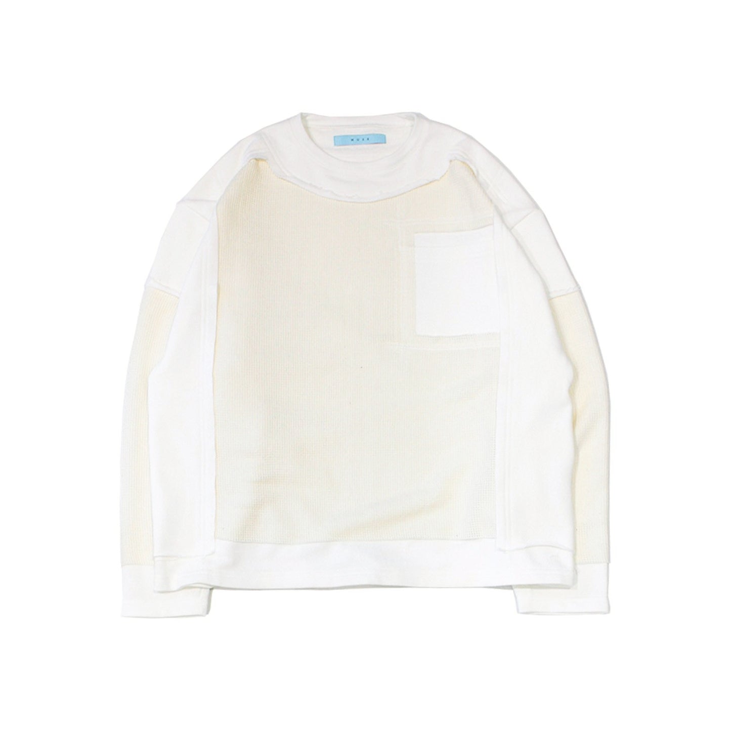 MUZE TURQUOISE LABEL -【MESH DOCKING SWEAT PO(WHITE)】ミューズ メッシュドッキング スウェット プルオーバー ホワイト