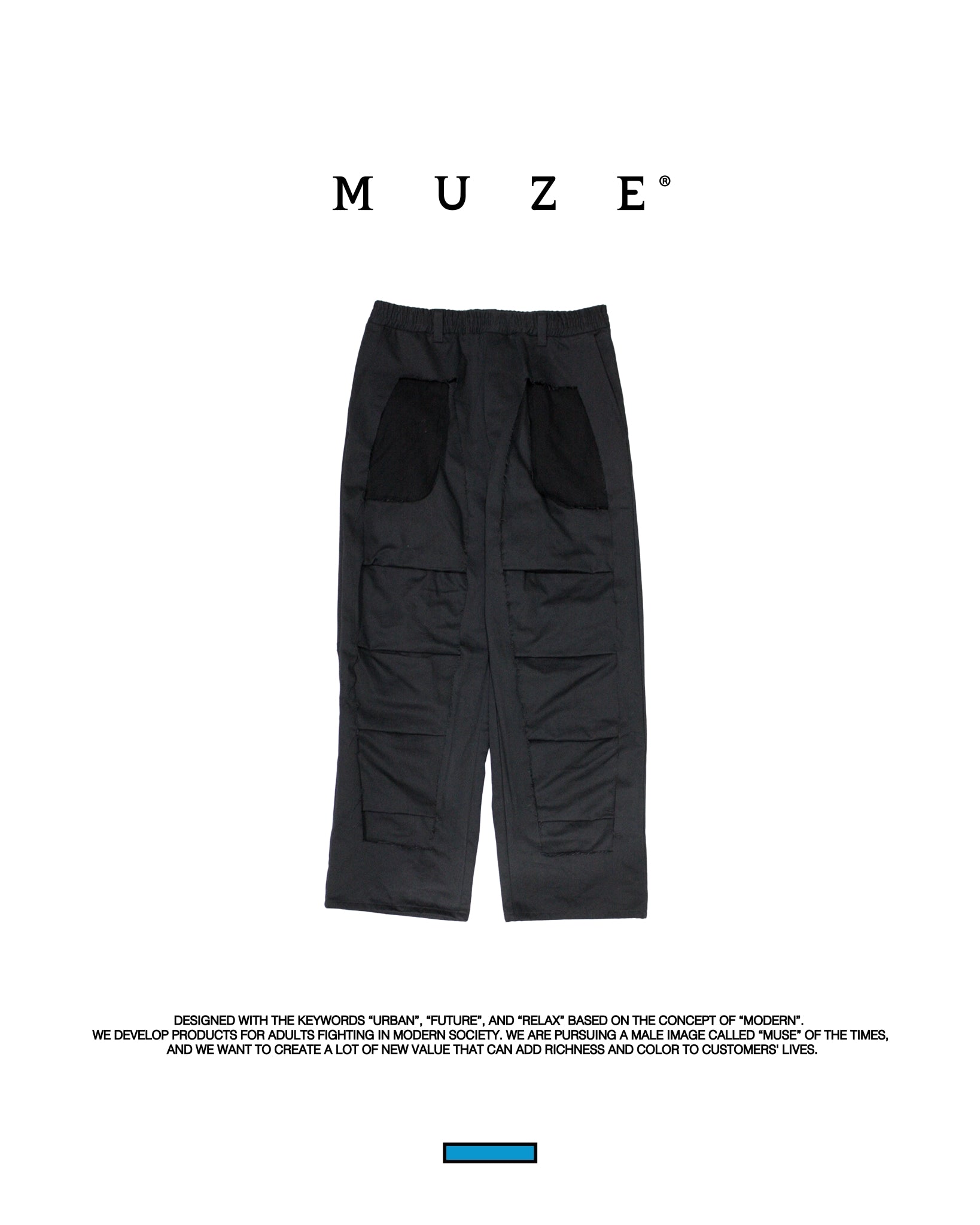 MUZE®︎ TURQUOISE LABEL -【SULFUR-DYED CHINO 3D TROUSERS(BLACK