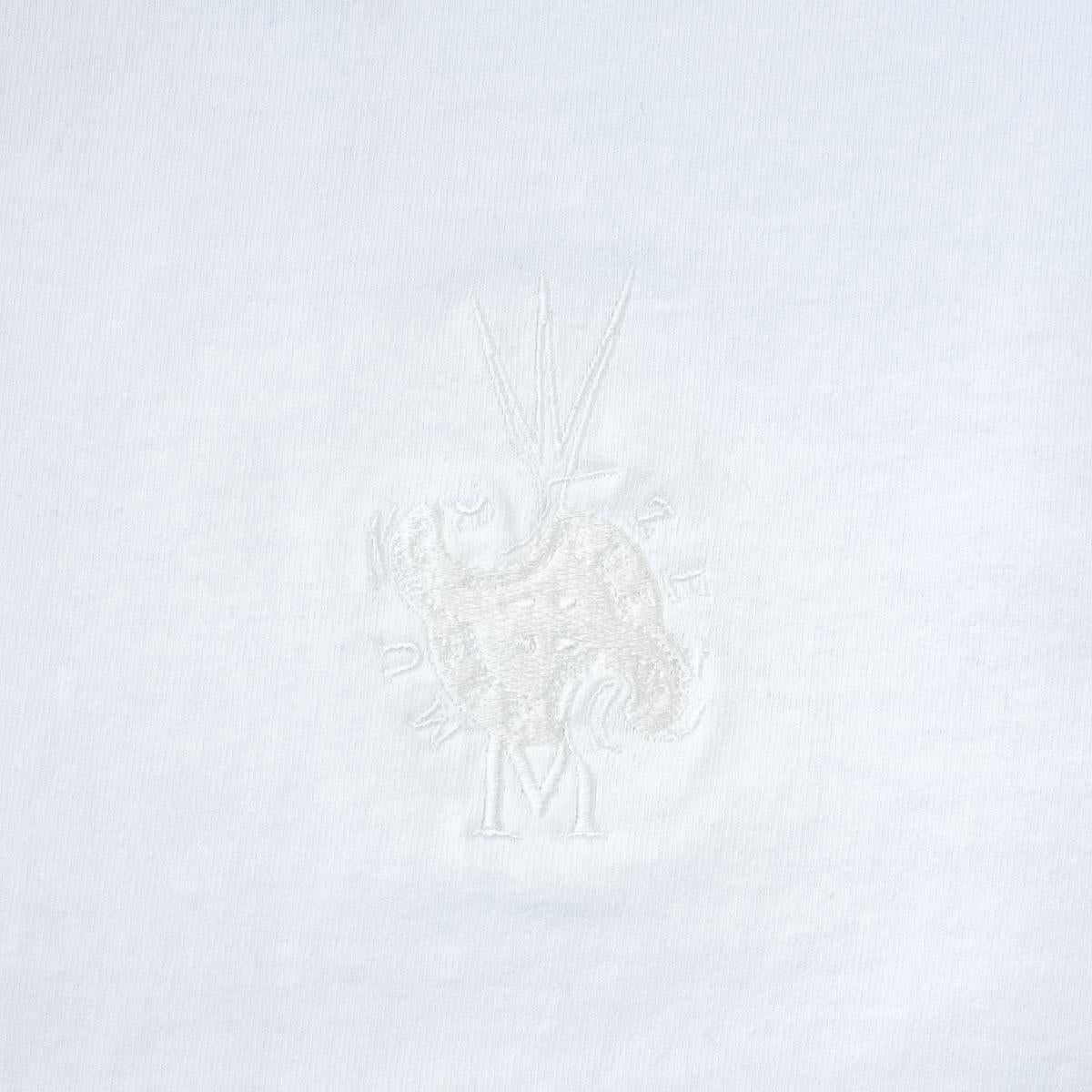 MUZE BLACK LABEL - MUZE × OLI WARP EMBROIDERY GARMENT DYE T-SHIRT (WHITE)ミューズ オリ 2023年春夏  刺繍TEE ホワイト