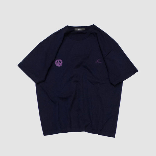 MUZE BLACK LABEL - MUZE PEACE EMBROIDERY T-SHIRT(NAVY)ミューズ 2023年春夏 ピース 刺繍Tシャツ ネイビー