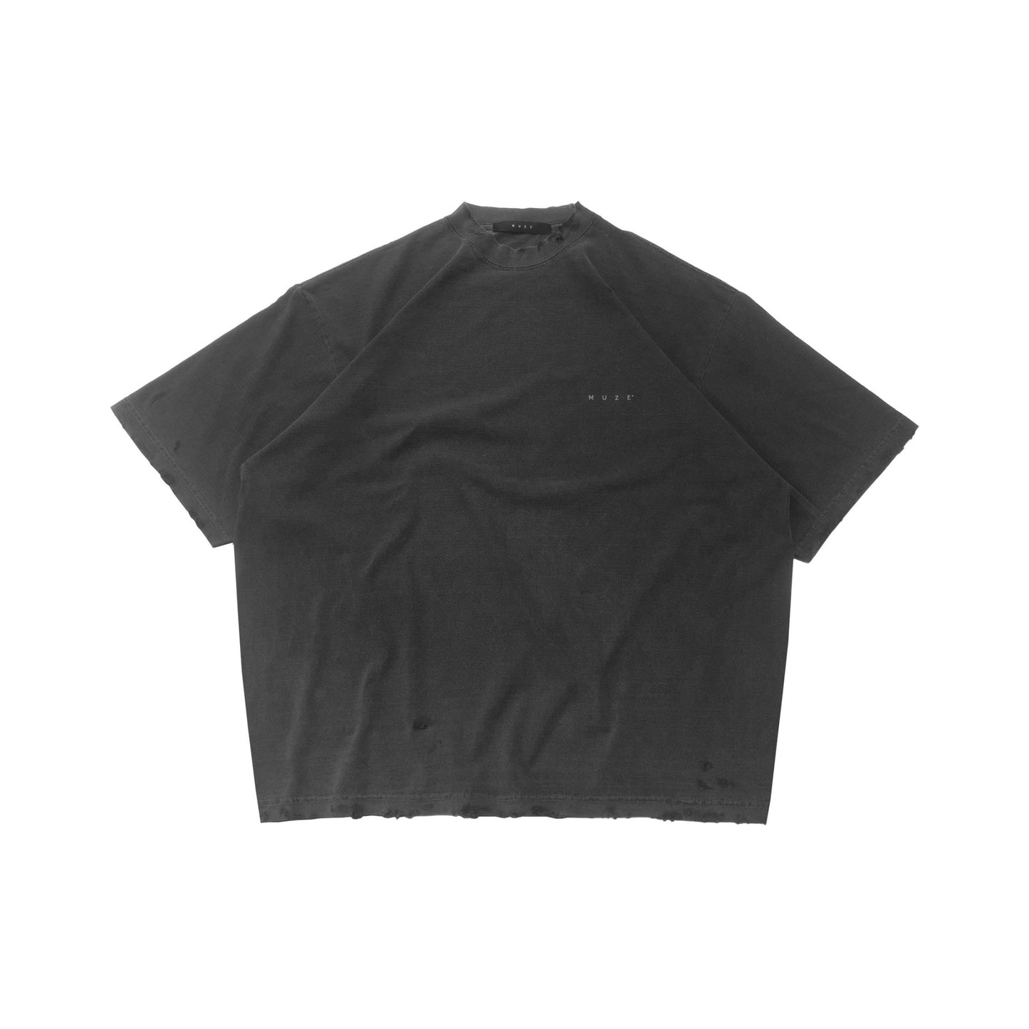 MUZE BLACK LABEL -【MUZE® LOGO REFLECTOR DAMAGE T-SH(PIGMENT BLACK)】ミューズ ロゴ Tシャツ リフレクター ダメージ ピグメント ブラック