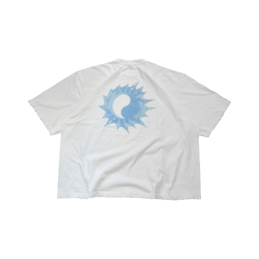 MUZE BLACK LABEL 【ACID YIN-YANG FLOCKY PRINT DAMAGE T-SH(WHITE)】ミューズ インヤン Tシャツ フロッキー ダメージ ホワイト