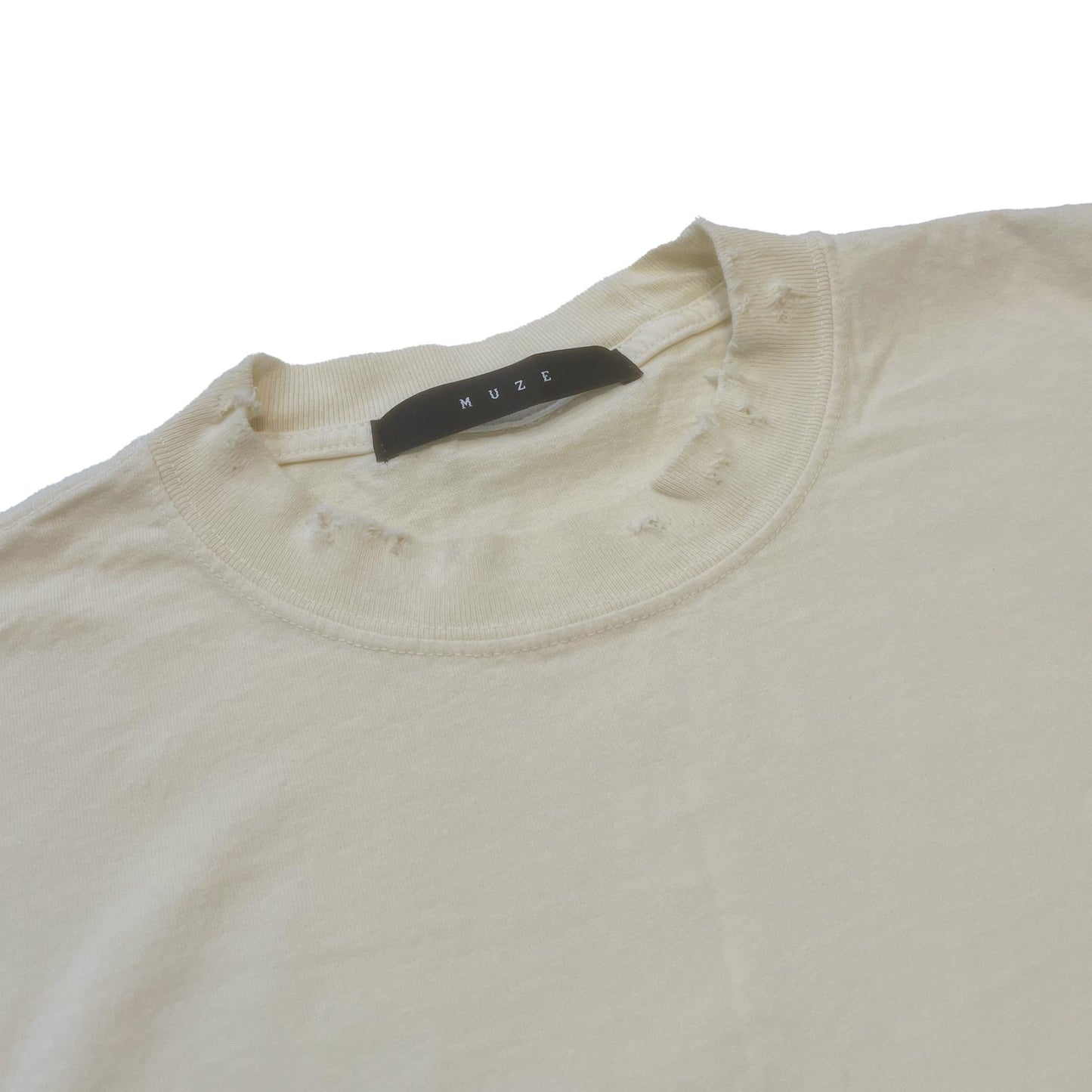 MUZE BLACK LABEL -【MUZE® LOGO REFLECTOR DAMAGE T-SH(NATURAL)】ミューズ ロゴ Tシャツ リフレクター ダメージ ナチュラル