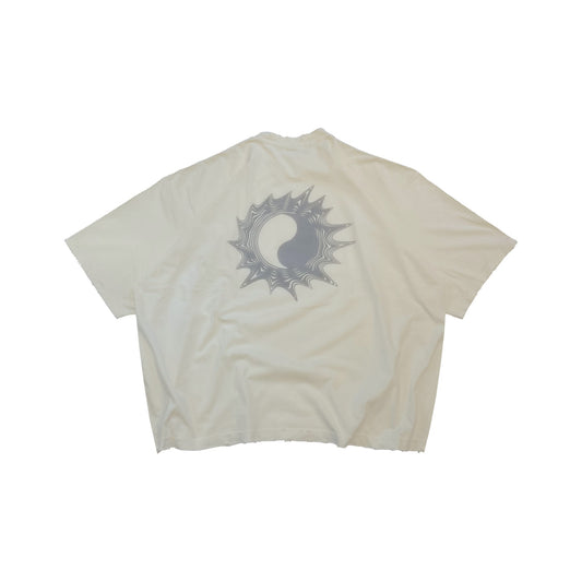 MUZE BLACK LABEL 【ACID YIN-YANG FLOCKY PRINT DAMAGE T-SH(NATURAL)】ミューズ インヤン Tシャツ フロッキー ダメージ ナチュラル