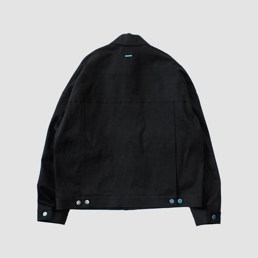 MUZE TURQUOISE LABEL - HEM SLIT WIDE DENIM JACKET(BLACK)ミューズ ヘムスリット デニム ジャケット ワイド ブラック