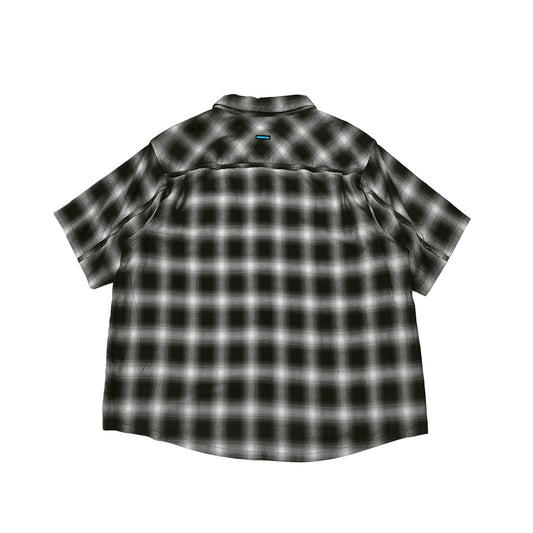 【受注】MUZE TURQUOISE LABEL - 【RAYON OMBLE CHECK SHORT SLEEVE SH(BLACK)】ミューズ  レーヨン オンブル チェック ショート スリーブ シャツ ブラック