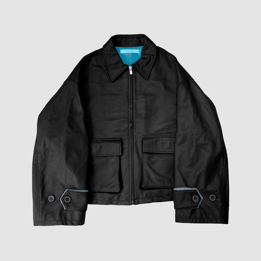 MUZE TURQUOISE LABEL - OVERSIZED LEATHER BLOUSON(BLACK)ミューズ オーバーサイズ ビッグ ブルソン レザー ブラック