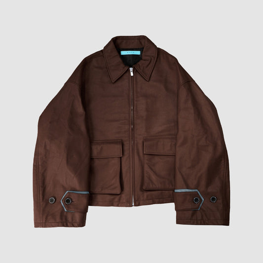 MUZE TURQUOISE LABEL - OVERSIZED LEATHER BLOUSON(BROWN)ミューズ オーバーサイズ ビッグ ブルソン レザー ブラウン