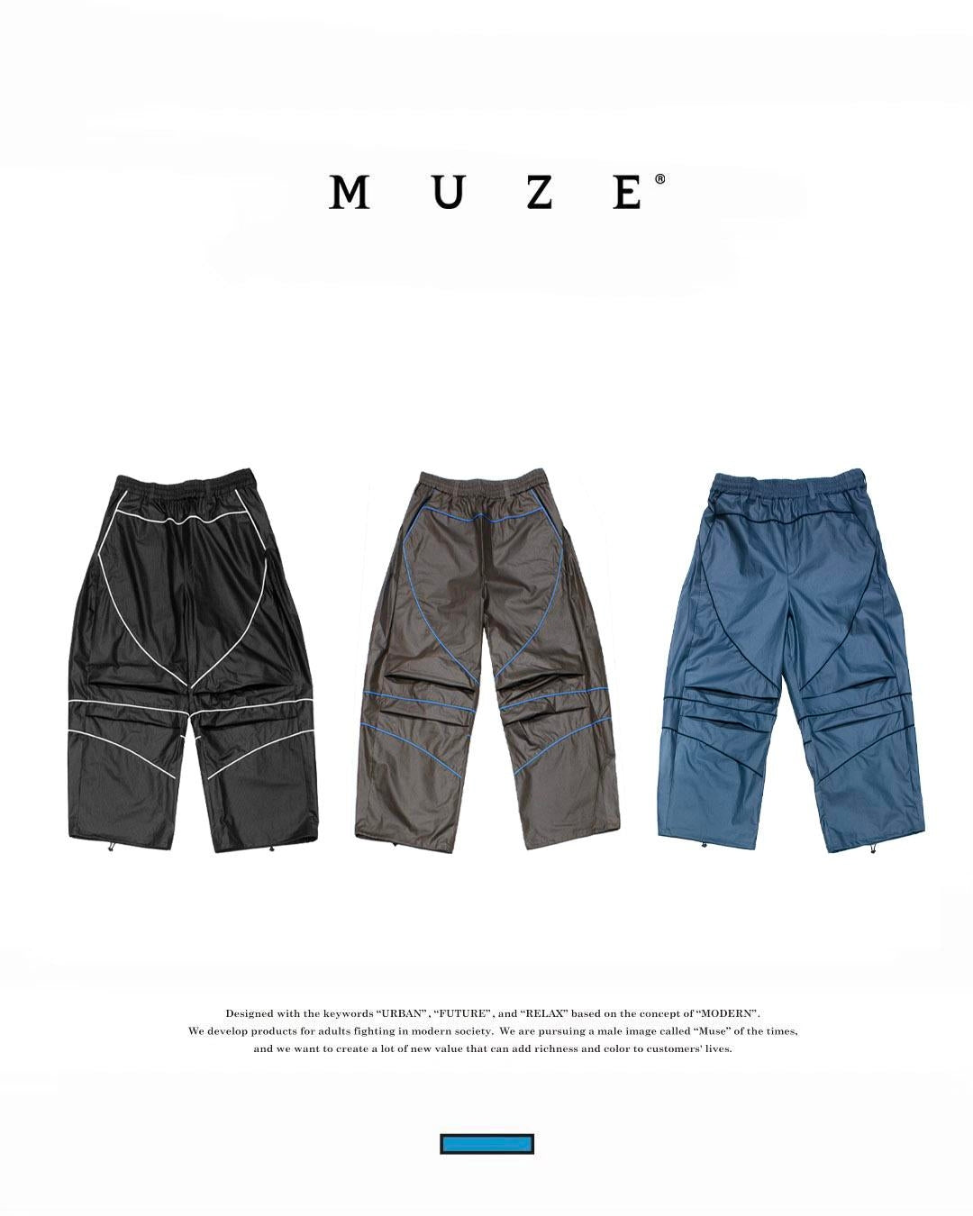 MUZE TURQUOISE LABEL - PIPING WIDE PANTS(BLACK)ミューズ パイピング ワイド パンツ ブラック