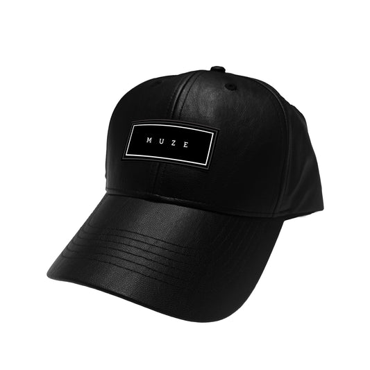 MUZE®︎  -【MUZE®︎ LOGO LEATHER CAP(BLACK)】ミューズ ロゴ レザー キャップ ブラック