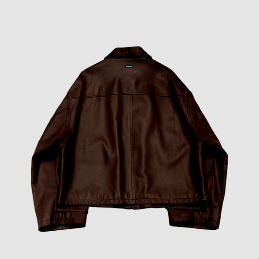 MUZE TURQUOISE LABEL - OVERSIZED LEATHER BLOUSON(BROWN)ミューズ オーバーサイズ ビッグ ブルソン レザー ブラウン