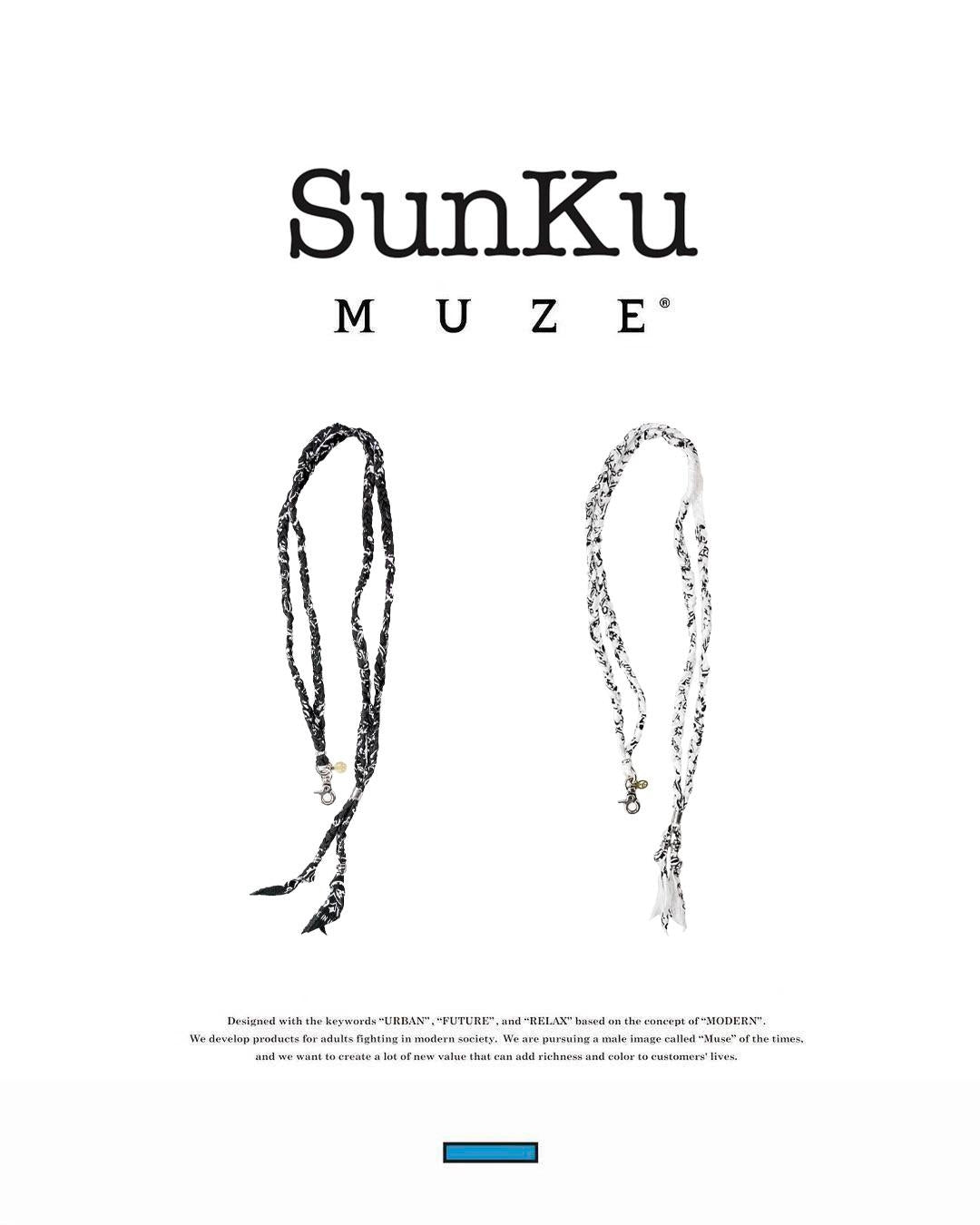 MUZE TURQUOISE LABEL - ×SunKu PEACE BANDANA MULTI STRAP(BLACK)ミューズ サンク バンダナ マルチ ストラップ ピース ブラック