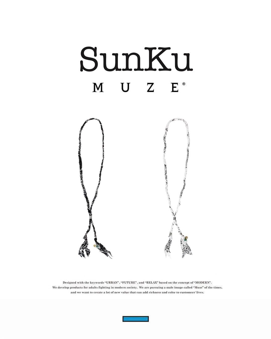 MUZE TURQUOISE LABEL - ×SunKu PEACE BANDANA NECKLACE(BLACK)ミューズ 2023年秋冬  バンダナ ネックレス ピース ブラック