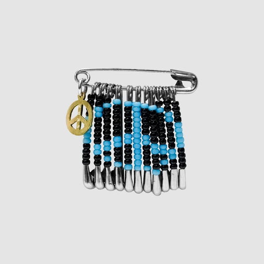 MUZE TURQUOISE LABEL - ×SunKu PEACE SYMBOLS SAFETY PIN(BLACK)ミューズ 2023年秋冬 サンク ピース ピンズ  ビーズ ターコイズ