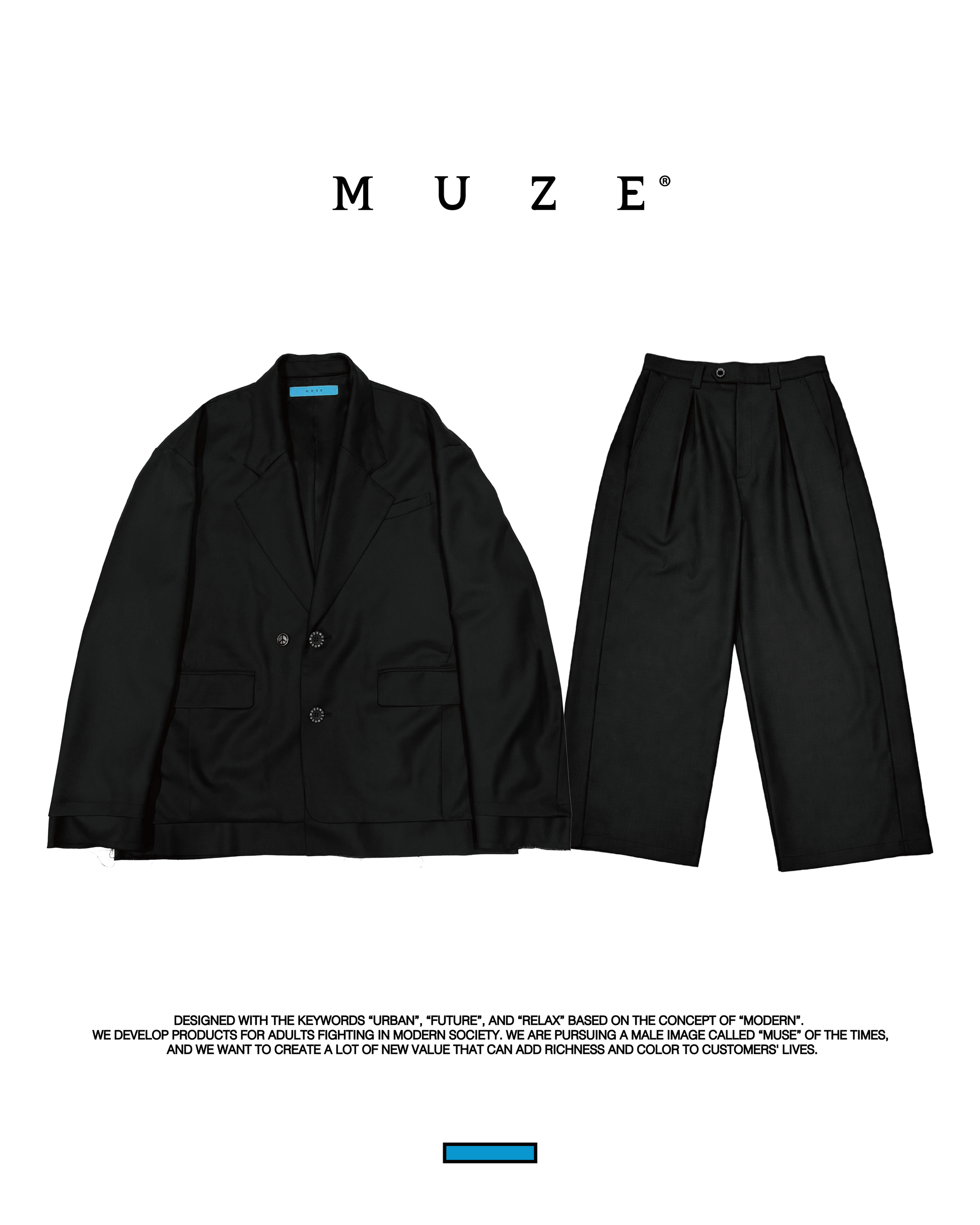 MUZE TURQUOISE LABEL - MUZE® PEACE TAILORED JACKET(BLACK)ミューズ MUZE TURQUOISE LABEL - MUZE® PEACE TAILORED JACKET(BLACK)ミューズ