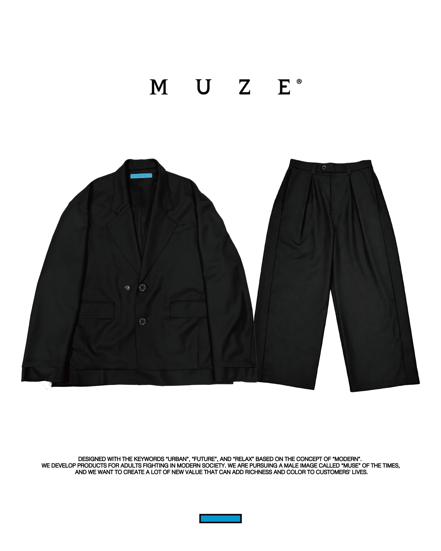 MUZE TURQUOISE LABEL - MUZE® PEACE TAILORED JACKET(BLACK)ミューズ ピース テーラード ジャケット ブラック