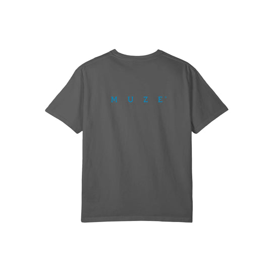 MUZE BLACK LABEL -【25SS MUZE® LOGO T-SHIRT(PIGMENT BLACK×TURQUOISE)】ミューズ ロゴ Tシャツ ピグメント ブラック ターコイズ
