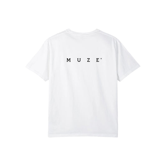 MUZE BLACK LABEL -【25SS MUZE® LOGO T-SHIRT(WHITE×BLACK)】ミューズ ロゴ Tシャツ ホワイト ブラック