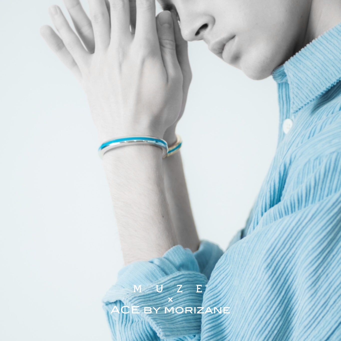 MUZE TURQUOISE LABEL × ACE by morizane - SQUARE CUFF(SILVER×TURQUOISE) ミューズ  エースバイモリザネ ブレスレット