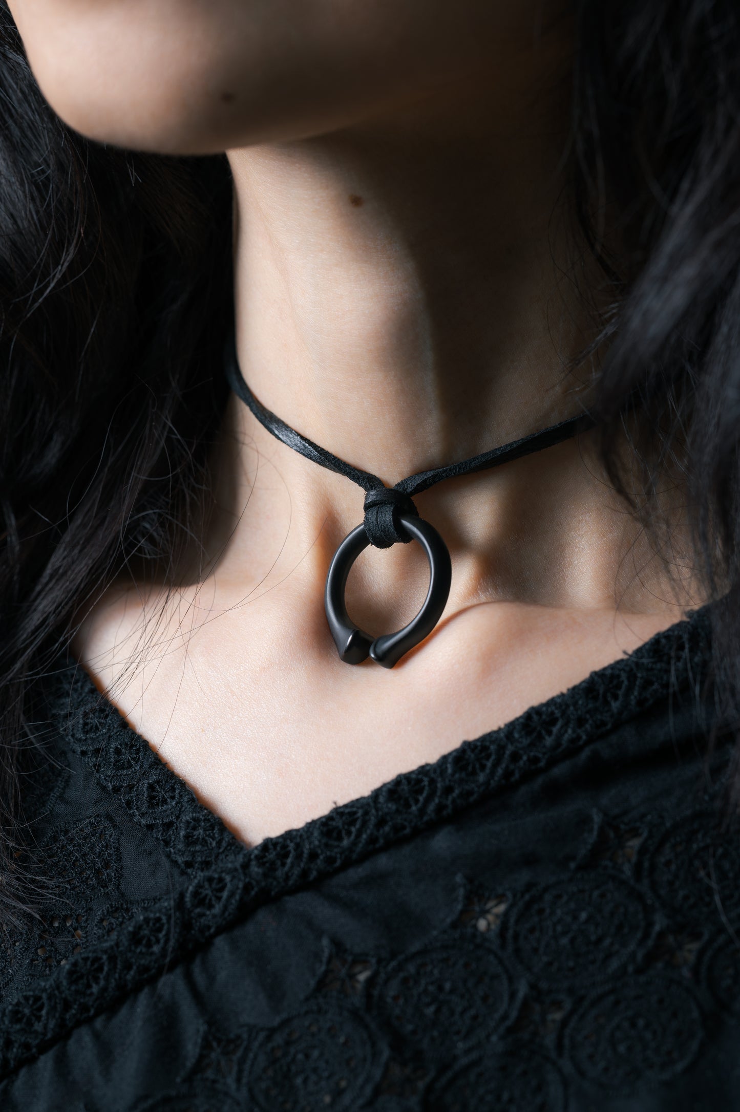 GARA - STAINLESS BONE RING & CHOKER(DIRT BLACK) ガラ ボーン リング チョーカー サージカルステンレス ブラック