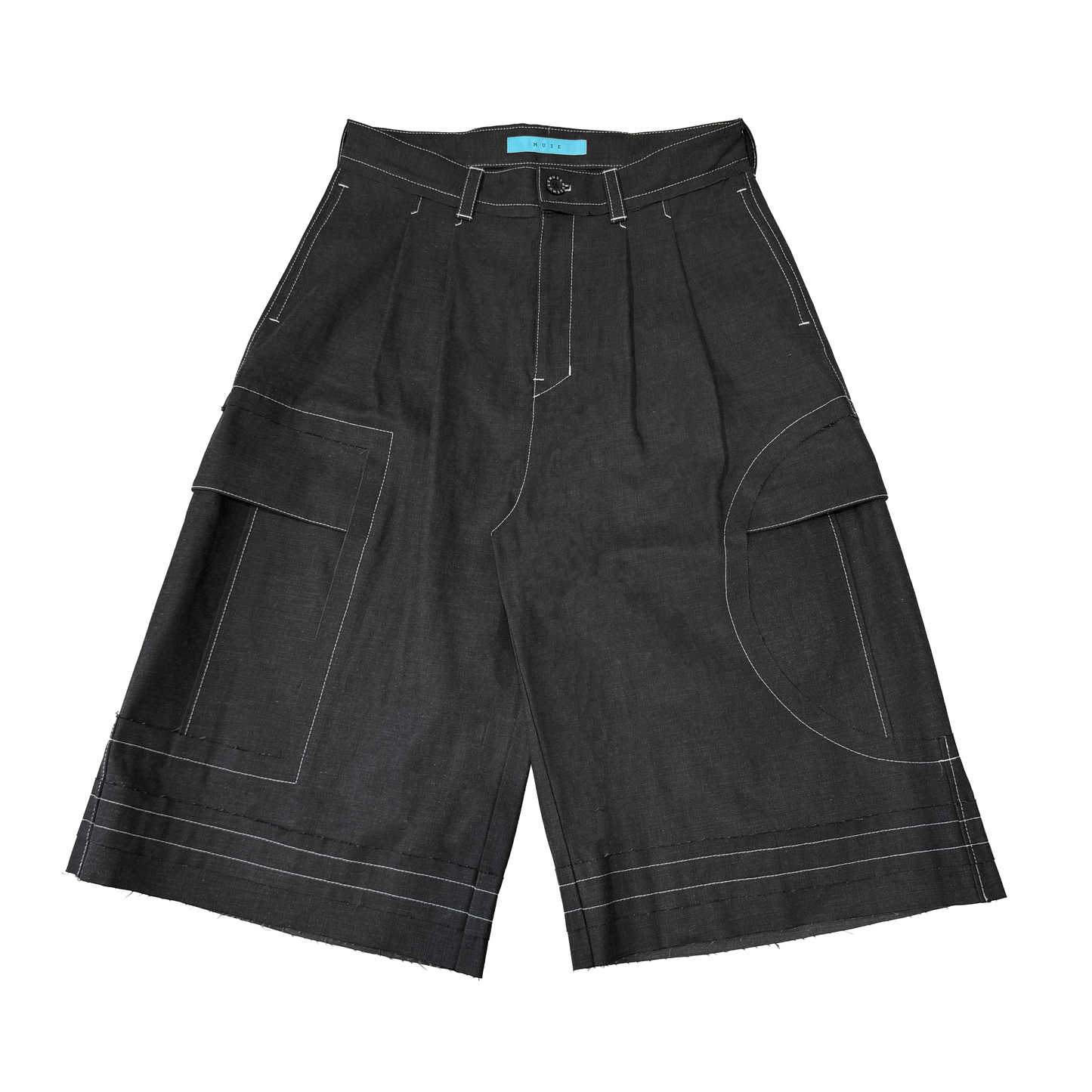 MUZE TURQUOISE LABEL -【FORM FOLLOWS FUNCTION DENIM SHORTS(BLACK×WHITE)】ミューズ デニム ショーツ カーゴ ブラック ホワイト