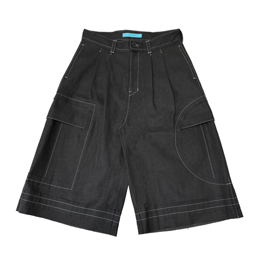 MUZE TURQUOISE LABEL -【FORM FOLLOWS FUNCTION DENIM SHORTS(BLACK×WHITE)】ミューズ デニム ショーツ カーゴ ブラック ホワイト
