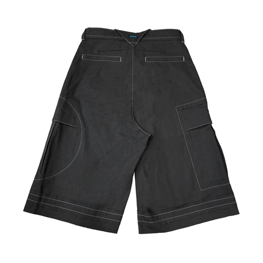MUZE TURQUOISE LABEL -【FORM FOLLOWS FUNCTION DENIM SHORTS(BLACK×WHITE)】ミューズ デニム ショーツ カーゴ ブラック ホワイト