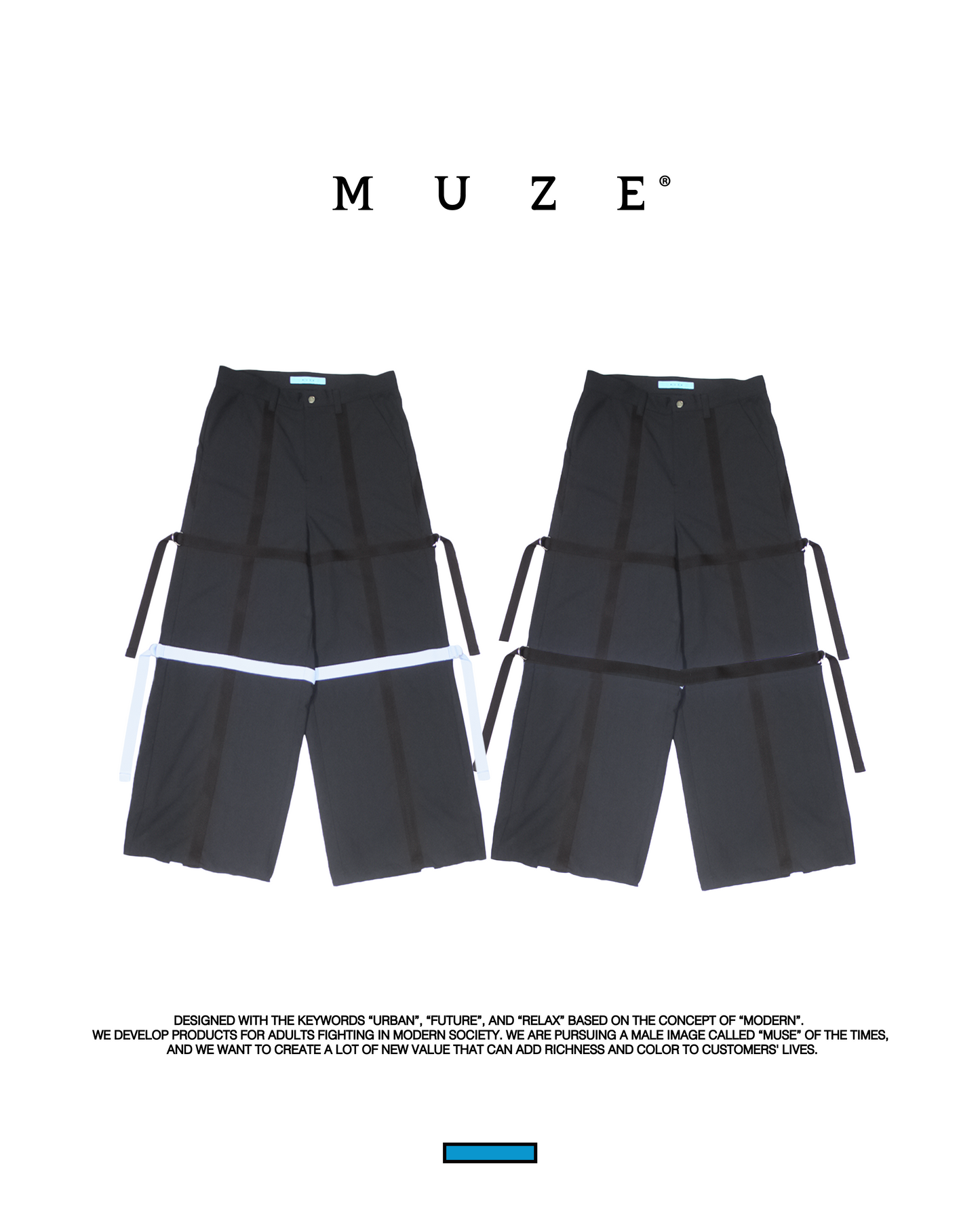 MUZE®︎ TURQUOISE LABEL -【BELTED WIDE TROUSERS(BLACK×BLACK)】ミューズ ベルテッド ワイド トラウザー ブラック