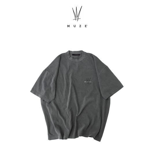 MUZE BLACK LABEL - MUZE×OLI LOGO EMBROIDERY GARMENT DYE T-SHIRT (VINTAGE BLACK)ミューズ オリ 2023年春夏 刺繍Tシャツ ヴィンテージ ブラック