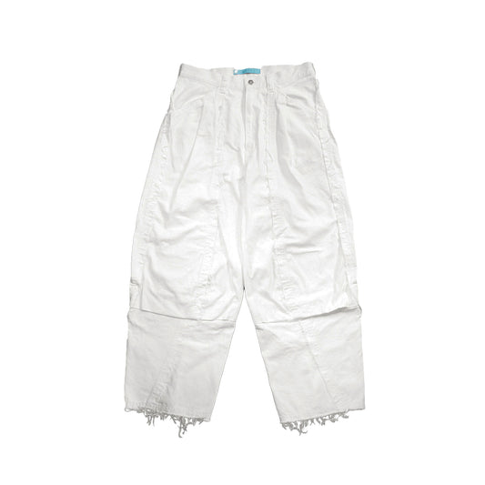 MUZE TURQUOISE LABEL - SWITCHING DENIM CARVE PANTS(WHITE)ミューズ 切り替え デニム パンツ ホワイト