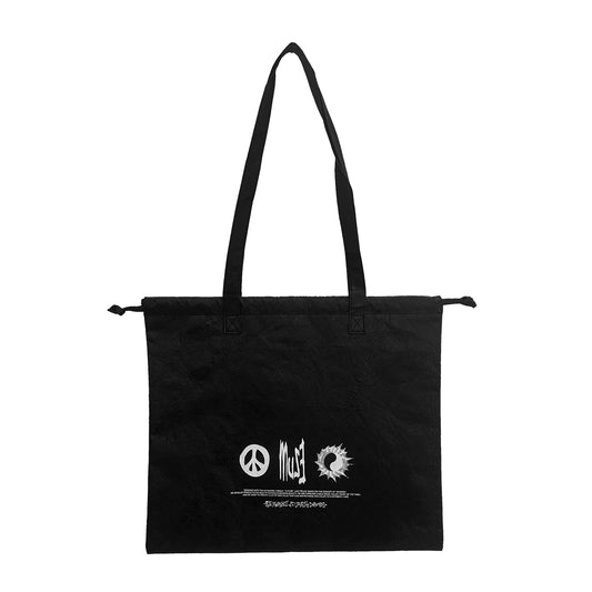 MUZE -【MUZE Tyveck®︎ PURSE TOTE BAG(BLACK×WHITE)】ミューズ タイベック 巾着 トート バッグ ブラック ホワイト