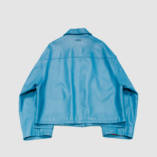 MUZE TURQUOISE LABEL - OVERSIZED LEATHER BLOUSON(TURQUOISE)ミューズ オーバーサイズ ビッグ ブルソン レザー ターコイズ