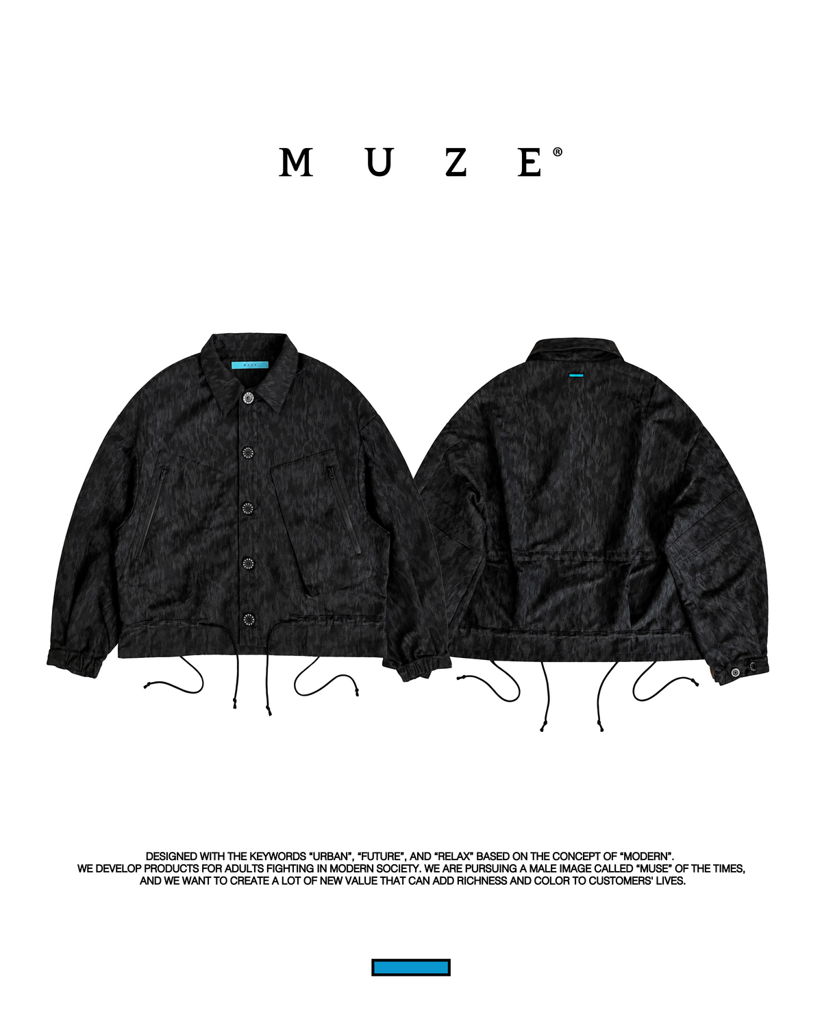 MUZE TURQUOISE LABEL -【BLACK SHADOW CAMO SHORT BLOUSON】ミューズ ブラック シャドウ カモ ショート ブルゾン