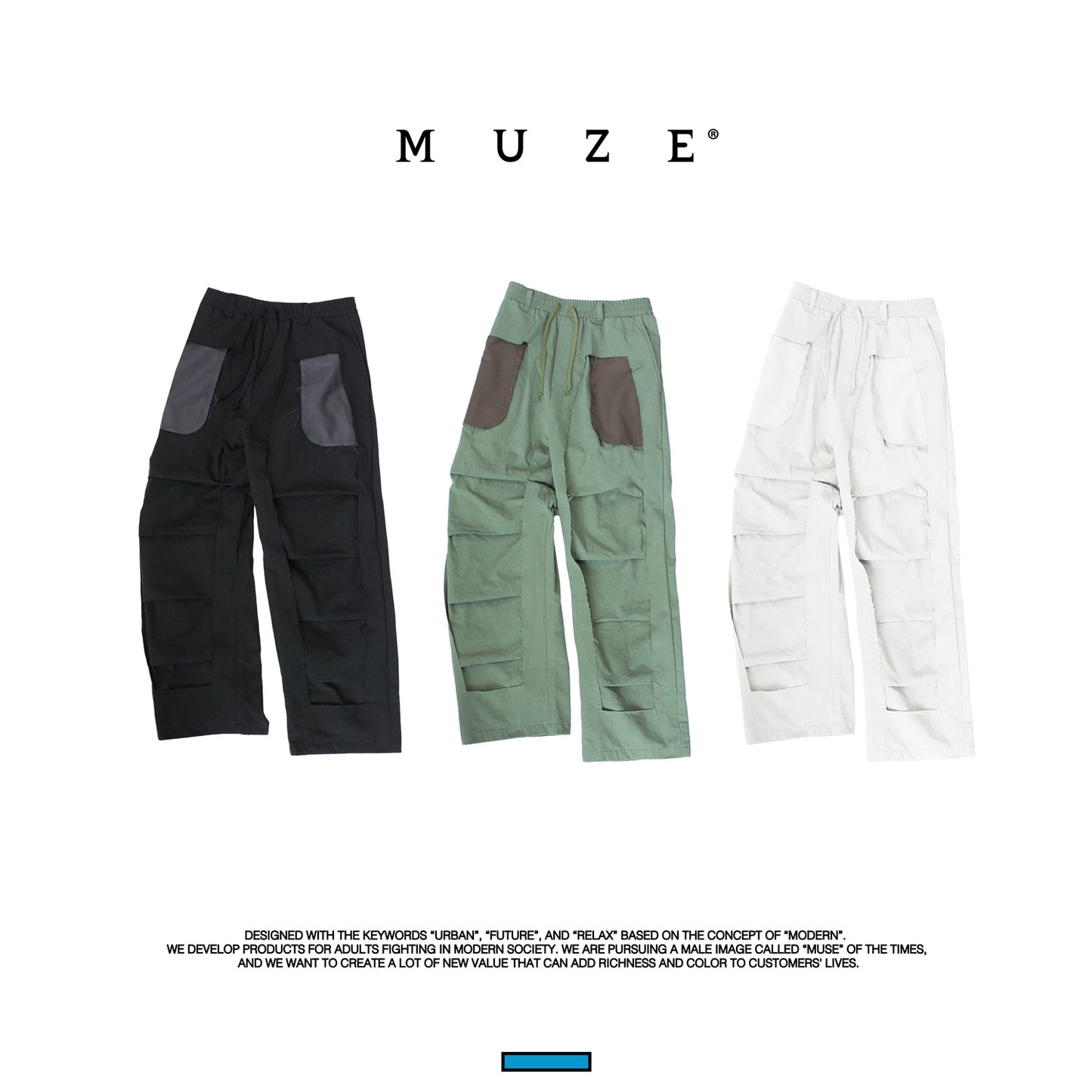 MUZE TURQUOISE LABEL - 【COTTEN DYED TWILL 3D TROUSERS(KHAKI)】ミューズ コットン ツイル  トラウザー カーキ